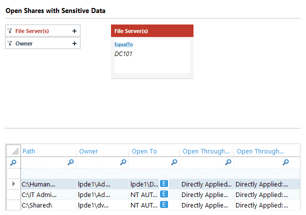 Identify Data ‘At Risk’ By Showing Current Open Shares - screenshot