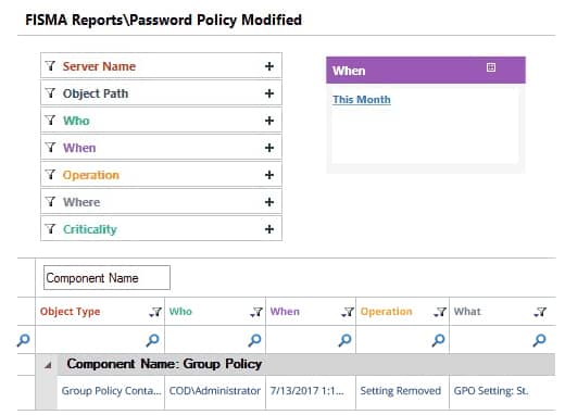 Audit Changes in Password Policies - screenshot