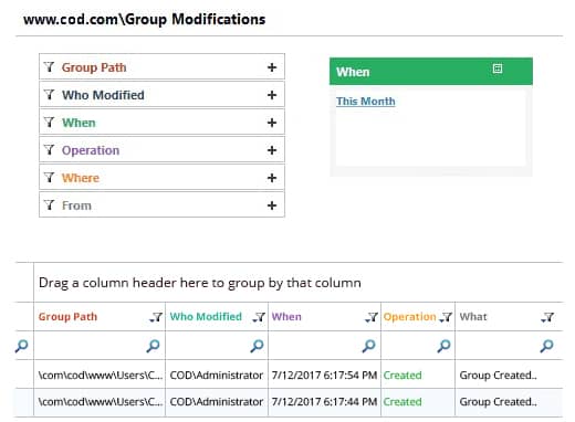 Audit Changes in Group Memberships - screenshot