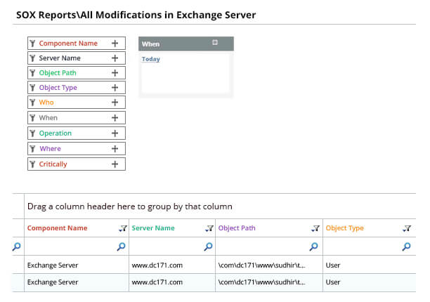 Exchange Server compliance audit reports