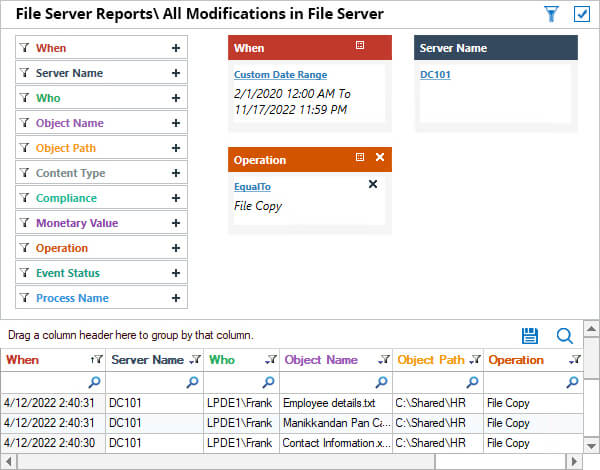 Audit file copy events