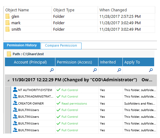 Audit permission changes