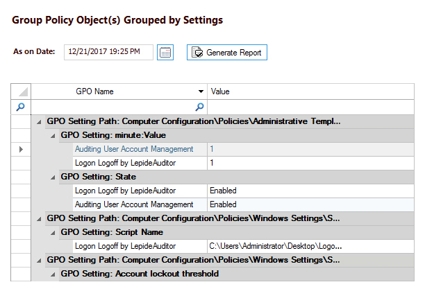 See the State of Group Policy Objects on any Selected Date - screenshot