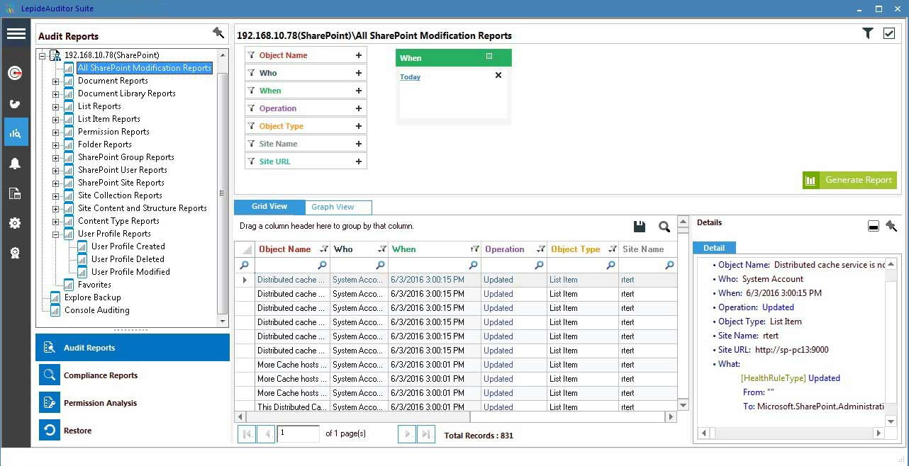 A report showing you SharePoint modifications to enable you to maintain your hierarchy