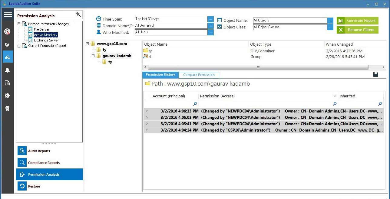 active directory ou permissions report