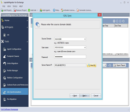 Entering Target Domain and Exchange Server Details