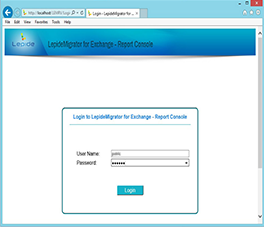 Entering Login Credentials in Report Console