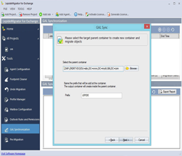 Selecting Target Parent Container to Create New Container and Migrate Objects
