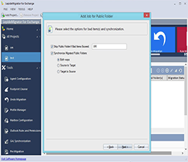 Selecting Options for Bad Items and Synchronization Direction