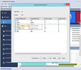 Selecting Sync Report Direction