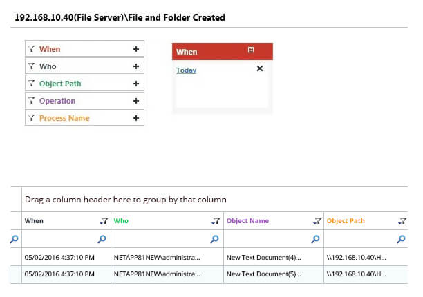 Audit NetApp filer changes