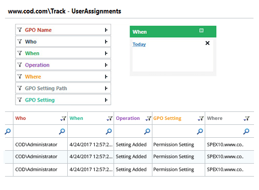 Group Policy audit reports - screenshot