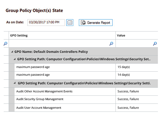 Group Policy Object State Reports - screenshot