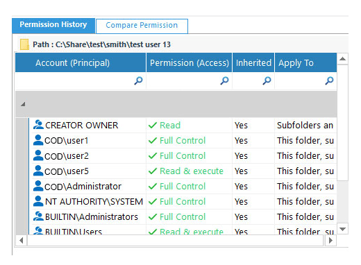 Analyze permissions changes