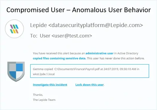 Real Time Alerts for Anomalous User Behaviors - screenshot