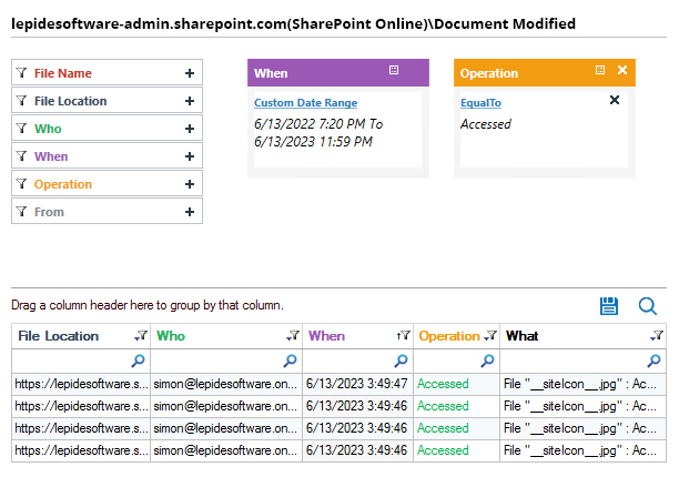 Audit SharePoint data access - screenshot