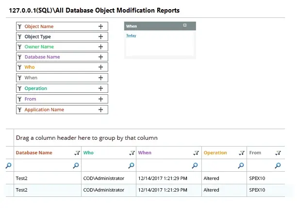 SQL Server changes