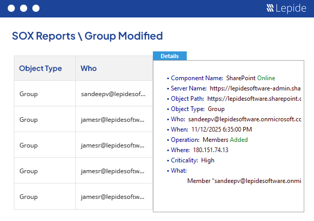 Audit Changes in Groups of Users - screenshot