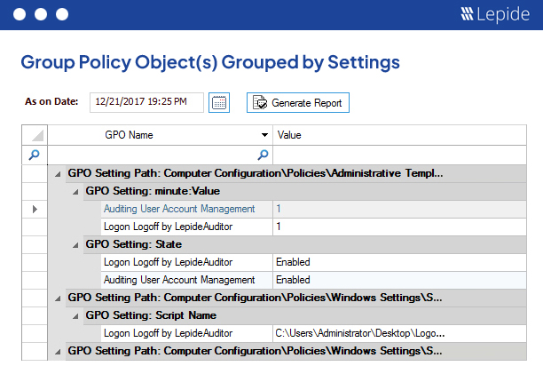 See the State of Group Policy Objects on any Selected Date - screenshot