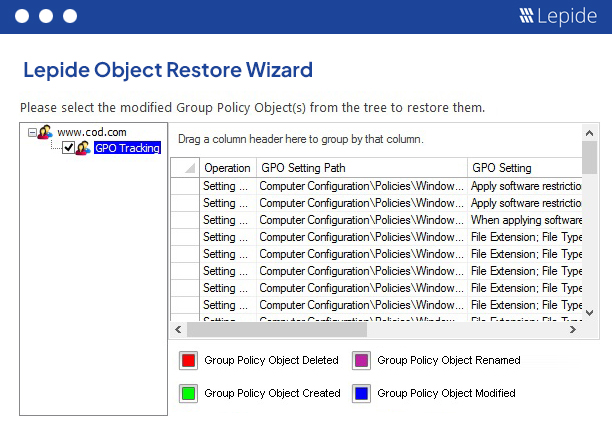 Group Policy Object Restoration - screenshot