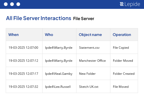 All File Server interaction - screenshot