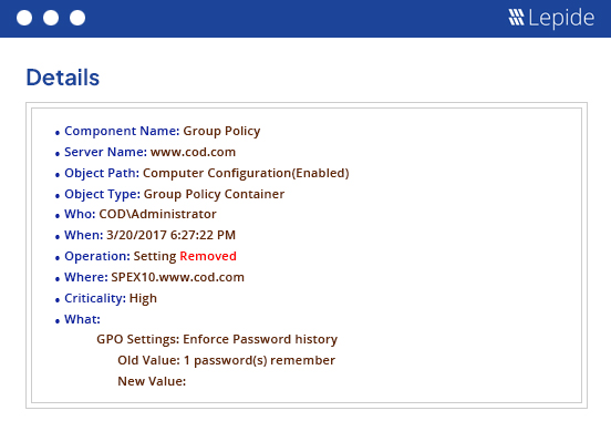 Detailed GPO audit reports - screenshot